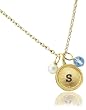 Lucky Feather Letter Coin Charm Necklace - Initial S