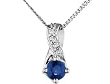 Sapphire Pendant with Diamonds in 10K White Gold with Chain