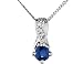 Sapphire Gemstone and Diamond Pendant in White Gold with Chain