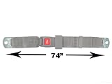 2-Point Lap Seat Belt, Grey, 74 Inch Length, with Push Button Release