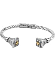 Jewelplus Sterling Silver Hinged Bracelet with 18KY Accents Sterling Silver & 18K Yellow Complete No Settings