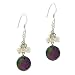 Sterling Silver .925 Iridescent Black & White Genuine Freshwater Cultured Coin Pearl Round Rolo Link Chain Dangle Hook Cluster Earrings