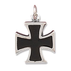 Black Enamel Maltese Cross Charm