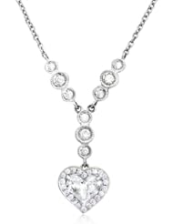 Diamond & 18k White Gold Heart Antique Style Heart Necklace