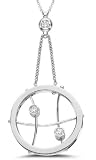 18 Kt White Gold Diamond Circle Shaped Pendant Necklace