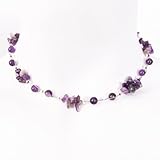 Amethyst Gemstone Chip Necklace Purple 16''-19''