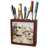 VWPics National Parks - Closeup of Presidents Washington & Jefferson.Mount Rushmore National Park, South Dakota - Tile Pen Holders-5 inch tile pen holder