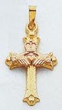 14kt Two-Tone Gold Claddaugh Cross - XR714