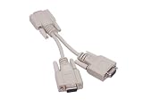 S-VGA Y-Monitorkabel, 1x15-pol HD St. an 2x15-pol HD Bu, ca. 18cm