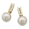 14kt White Gold Chic Cultured White Pearl and Diamond Earrings