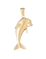 Dazzlers Solid 14 karats gold Dolphin Charm Pendant Available in three colors from jewelsberry (weights: 6.8 grams only)