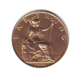 1900 Gold Plated U.K. Great Britain England Farthing Coin in Case KM#788.2 1900 Gold Plated U.K. Great Britain England Farthing Coin in Case KM#788.2