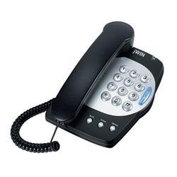 jWIN JTP330BLK Big Button Corded Phone with Flashing Ringer Light, Music on Hold (Black)
