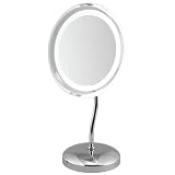 Led Illuminated 9" Table Top Mirror - 5x Magnified -battery Operated - Dimmerable - Chrome