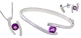 Sterling Silver Amethyst Pendant, Earring and Bracelet Set