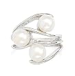 Rhodium Plated Cultured Freshwater Pearl Ring