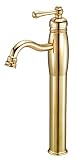 Danze D201014PBV Opulence Deck Mount Single-Handle Vessel Filler with Lever Handle and Covered Drain, Polished Brass PVD