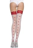 Sheer Lace Top Stockings With Mini Satin Bow Back Seam