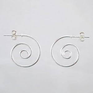Sterling Silver Spiral Hoop Earrings, #9452