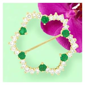 Emerald and Diamond Brooch by