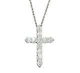 18k White Gold Diamond Common Prong Cross Pendant (1 cttw, G-H Color, SI2 Clarity)