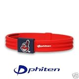 Phiten American League MLB S-Type Titanium Bracelet Team: Cleveland Indians, Size: 7 1/2in