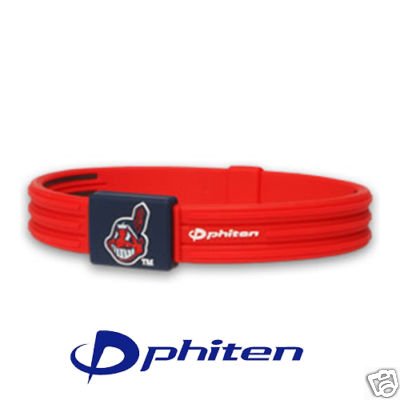 Phiten American League MLB S-Type Titanium Bracelet Team: Cleveland Indians, Size: 7 1/2in