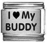 Clearly Charming I Heart my Buddy Laser Etched Italian Charm by 