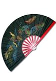 Black Bamboo Fan w/dragon & phoenix design