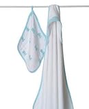 aden + anais Hooded Towel & Washcloth Set - Hide & Sea