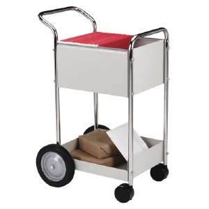 Fellowes 40924 Steel mail cart, 75 folder capacity, 16-1/4wx39-1/4hx26d, dove gray
