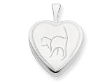 925 Sterling Silver 16mm Cat Heart Locket - Chain Included LIFETIME WARRANTY