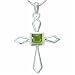 1.00 Carat Genuine Princess Cut Peridot Cross Sterling Silver Pendant Necklace