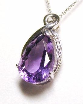Bold Pear Amethyst & Diamond Pendant