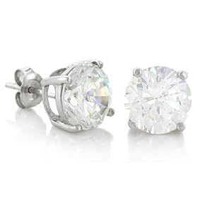 April Birthstone Basket Set Diamond Simulated Round Cut Cubic Zirconia CZ Silver Stud Earrings: Jewelry