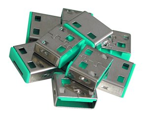 : USB Port Locks (without key) - Pack of 10, Colour Code: Green
