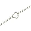 Ladies 2 Strand Rolo Link Anklet with Heart Accent 10"