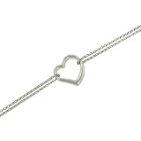 Ladies 2 Strand Rolo Link Anklet with Heart Accent 10