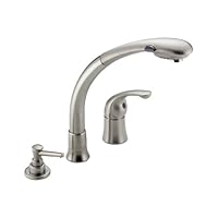 Delta Faucet 474-SS Waterfall Single-Handle Pull-Out Kitchen Faucet with Spray, Stainless