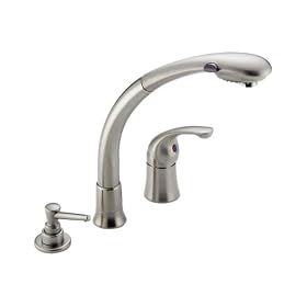 Delta 474-SS Waterfall Single-Handle Pull-Out Kitchen Faucet with Spray, Stainless by Delta Faucet