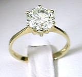 14k Yellow Gold Brilliant Solitaire Cubic Zirconia CZ Ring - Size 5.0 in Yellow Gold