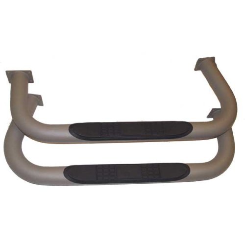 Omix-Ada 11532.02 Titanium Finish Nerf Bar Pair w/Step for Jeep Wrangler