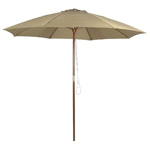 Astonica 50140738 Patio Outdoor Wood Pole Umbrella 9' Taupe by