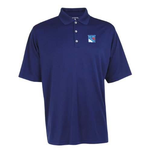 Antigua Men's NHL New York Rangers Exceed Desert Dry Xtra-Lite Short Sleeve Polo, Dark Royal, Large