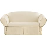 Sure Fit  40802 1 Peice CVC Contrast Cord Loveseat, Natural/Cocoa