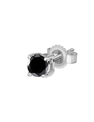 14k White Gold Black Diamond Single Stud Earrings (1.00 cttw)