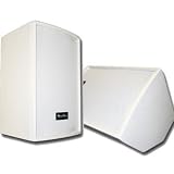 Pair of 10″ White Church PA/DJ Speakers – White Textured Painted – Flyware for hanging – Monitors – Pole Mountable