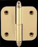 2 x 2 inch Left Lift-Off Round Door Hinge w/ finial - Bright Solid Brass