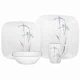 Corelle Mandarin Flower Square Round 16-Piece Dinnerware Set, Service for 4