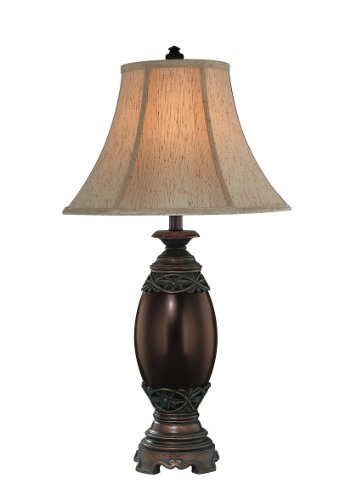 Lite Source C41088 Sebastian Table Lamp, Dark Bronze And Smoke with Fabric Shade